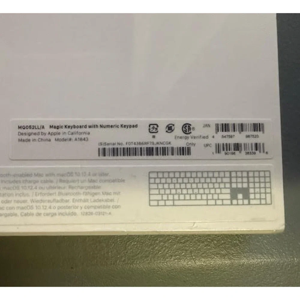 Apple Magic Keyboard A1843 MQ052LL/A Wireless Bluetooth Numeric Keypad Sealed